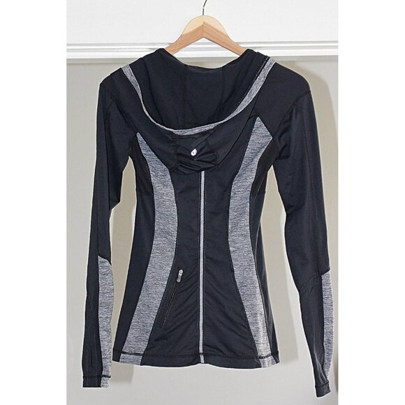 Lululemon - Run for Your Life Hoodie in Black + Heathered Grey, size 2 - Picture 2 of 9